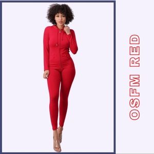 Red Hoodie Legging Set